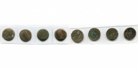 EGYPTE, ALEXANDRIE, Marc Aurèle Auguste (161-180), lot de 4 drachmes: an 5 ou 6, R/ Le Nil assis à g. sur des rochers, ten. une corne d''abondance et ...