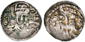 BRABANT, Duché, Henri Ier (1190-1235), AR denier, 1190-1210. D/ B. casqué du duc de f., en cotte de mailles, ten. un bouclier et une épée. A d., DVX. ...