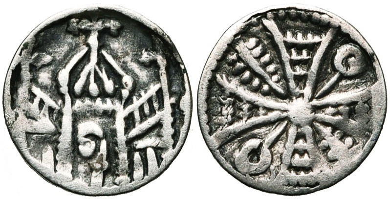 NIVELLES, Abbaye, Henri II (1235-1248) - Henri III (1248-1261), AR denier. D/ Po...