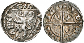BRABANT, Duché, Jean Ier (1268-1294), AR esterlin, à partir de 1272. Monétaire Jean. D/ D-VX BRA-BANTI-E Ecu au lion. R/ I· D-EI G-RAT-IA Croix doub...