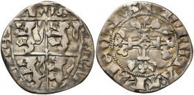BRABANT, Duché, Jean III (1312-1355), AR esterlin à l''écu, 1329-1337, Maastricht. D/ Ecu écartelé de Brabant-Limbourg. R/ + MONETA: TRAIECTNS Croix f...