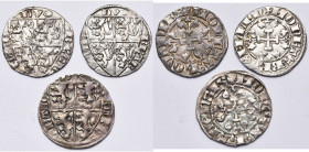BRABANT, Duché, Jean III (1312-1355), lot de 3 esterlins à l''écu, Louvain, Bruxelles et Halen, 1329-1337. W. 349, 350, 352.
Très Beau