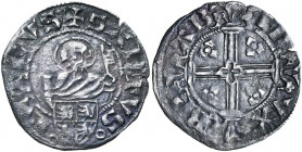 BRABANT, Duché, Jean III (1312-1355), tiers de gros au saint Pierre en billon noir, Louvain. D/ B. de saint Pierre ten. une clé, au-dessus de l''écu é...