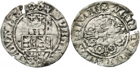 BRABANT, Duché, Jeanne et Wenceslas (1355-1383), AR tourelle (schuerken), 1380-1381, Louvain. 2e émission. D/ MONETA- LOVANIE'' Ecu écartelé de Braban...