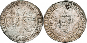 BRABANT, Duché, Jeanne, veuve (1383-1406), AR double gros rozebeker, 1392-1393, Vilvorde. Dit "labbaye". D/ Ecus accolés de Bohême-Brabant-Luxembourg-...