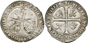 BRABANT, Duché, Jean IV (1415-1427), AR double penninck Jans, 1417-1419, Vilvorde et Maastricht. 2e émission. Les A barrés. D/ Heaume au-dessus des éc...