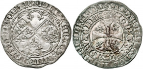 BRABANT, Duché, Jean IV (1415-1427), AR double gros drielander, 1420-1421, Bruxelles. Au titre de comte de Hainaut, de Hollande et de Zélande. D/ Dans...