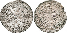 BRABANT, Duché, Jean IV (1415-1427), AR gros (demi-drielander), 1420-1421, Bruxelles. Au titre de comte de Hainaut, de Hollande et de Zélande. D/ Dans...