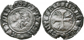 BRABANT, Duché, Jean IV (1415-1427), billon double mite, 1420-1421, Bruxelles. D/ Ecu écartelé de Bourgogne-Brabant. R/ + MONETA: FCA: BRVXELLE Croix ...