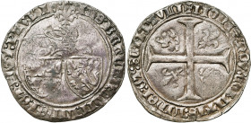 BRABANT, Duché, Philippe de Saint-Pol, régent (1420-1422), AR double gros, Ruminghem (?). Au titre de comte de Ligny et de Saint-Pol. D/ Heaume au-des...