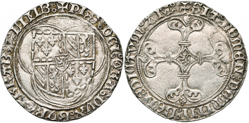 BRABANT, Duché, Philippe le Bon (1430-1467), AR double patard, 1466-1467, Louvai...