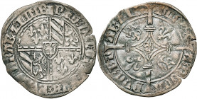 BRABANT, Duché, Philippe le Bon (1430-1467), AR double gros vierlander, 1434-1437 et 1466-1467, Bruxelles et Louvain. D/ Armes de Bourgogne en plein c...