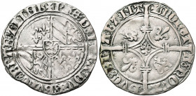 BRABANT, Duché, Philippe le Bon (1430-1467), AR double gros vierlander, 1434-1437 et 1466-1467, Bruxelles et Louvain. D/ Armes de Bourgogne en plein c...