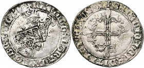 BRABANT, Duché, Charles le Téméraire (1467-1477), AR briquet, 1474, Anvers. D/ Lion assis à g., ten. l''écu de Bourgogne. R/ Croix fleuronnée. G.H. 35...