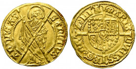 BRABANT, Duché, Marie de Bourgogne (1477-1482), AV florin d''or de Bourgogne, s.d. (1478-1481), Anvers. Différent: tour. D/ Saint André deb. de f., t....