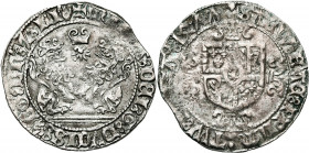 BRABANT, Duché, Marie de Bourgogne (1477-1482), AR double briquet, 1477, Anvers. Main en fin de légende. D/ Deux lions assis et affrontés. Entre leurs...