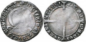 BRABANT, Duché, Marie de Bourgogne (1477-1482), billon quatre mites de Brabant, 1481, Anvers. D/ Grande lettre M onciale. R/ Croix longue coupant la l...