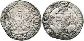 BRABANT, Duché, Philippe le Beau (1482-1506), AR double briquet, 1485, Anvers. D/ Deux lions assis et affrontés. Entre leurs t., un briquet. R/ Ecu d'...