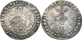 BRABANT, Duché, Philippe le Beau (1482-1506), AR briquet, 1492, Anvers. D/ Lion assis à g., ten. l''écu d''Autriche-Bourgogne. R/ + BENEDIC HEREDITATI...