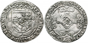 BRABANT, Duché, Philippe le Beau (1482-1506), AR double patard, 1498, Anvers. D/ Dans un polylobe, écu couronné d''Autriche-Bourgogne, coupant la lége...