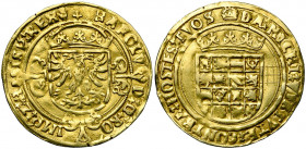 BRABANT, Duché, Charles Quint (1506-1555), AV demi-réal d''or, s.d. (1521-1552), Anvers. Ponctuation par croisettes. D/ Ecu impérial couronné, sur une...
