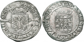 BRABANT, Duché, Charles Quint (1506-1555), AR demi-réal d''argent, s.d. (1521-1555), Anvers. Avec main au revers. D/ Ecu impérial couronné, posé sur u...
