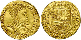 BRABANT, Duché, Philippe II (1555-1598), AV réal d''or, s.d. (1557-1560), Anvers. Au titre de roi d''Angleterre. Légende du droit débutant à 1h. D/ B....