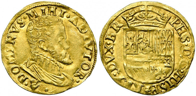 BRABANT, Duché, Philippe II (1555-1598), AV demi-réal d''or, s.d. (1560-1573), A...
