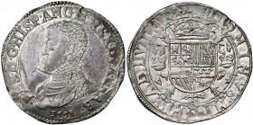 BRABANT, Duché, Philippe II (1555-1598), AR écu Philippe, 1558, Maastricht. Au titre de roi d''Angleterre. D/ B. cuir. à g. PHS· dans la légende. R/ E...