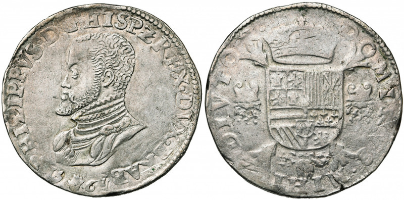 BRABANT, Duché, Philippe II (1555-1598), AR écu Philippe, 1561, Anvers. D/ B. cu...