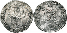 BRABANT, Duché, Les Etats en révolte (1577-1581), AR quart d''écu des Etats, 1577, Anvers. D/ Le roi à mi-corps de f., couronné et cuirassé, ten. un s...