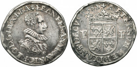 BRABANT, Duché, François d''Alençon, duc d''Anjou (1581-1584), AR demi-écu, 1582, Anvers. D/ B. cuirassé à d., avec une large fraise. R/ AETERNVM MEDI...