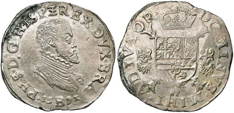 BRABANT, Duché, Philippe II (1555-1598), AR écu Philippe, 1592, Bruxelles. Avec ...