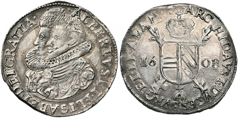 BRABANT, Duché, Albert et Isabelle (1598-1621), AR triple réal, 1608, Anvers. D/...