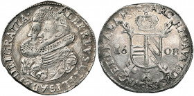 BRABANT, Duché, Albert et Isabelle (1598-1621), AR triple réal, 1608, Anvers. D/ B. accolés des archiducs à g. R/ Ecu parti d''Autriche-Bourgogne, cou...