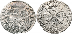 BRABANT, Duché, Albert et Isabelle (1598-1621), réal d''argent (5 patards), s.d. (1603-1607), Anvers. D/ Ecu couronné, entouré du collier de la Toison...