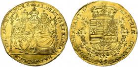 BRABANT, Duché, Albert et Isabelle (1598-1621), AV double souverain, s.d. (1612-1621), Bruxelles. D/ Les archiducs trônant de f., Albert ten. une épée...