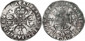 BRABANT, Duché, Albert et Isabelle (1598-1621), AR demi-patagon, 1616, Anvers. D/ Croix de Bourgogne sous une couronne, portant le bijou de la Toison ...