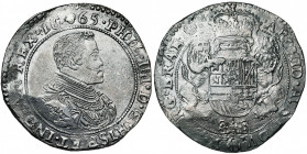 BRABANT, Duché, Philippe IV (1621-1665), AR ducaton, 1665, Bruxelles. Deuxième type. D/ B. dr. et cuir. à d. R/ Ecu couronné, tenu par deux lions. En ...