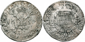 BRABANT, Duché, Philippe IV (1621-1665), AR patagon, 1657, Anvers. D/ Croix de Bourgogne sous une couronne, portant le bijou de la Toison d''or. R/ Ec...