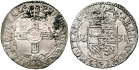 BRABANT, Duché, Philippe IV (1621-1665), billon patard, 1631, Bruxelles. D/ Croix terminée par des briquets, différent en coeur. R/ Ecu couronné, acco...