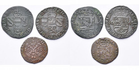 BRABANT, Duché, Philippe IV (1621-1665), lot de 3 p. frappées à Anvers: liard pour Breda, 1626 (rare); liard, 1643; gigot, 1650. G.H. 336-1a, 336-1b, ...