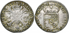 BRABANT, Duché, Charles II (1665-1700), AR 4 patards, 1698, Anvers. D/ Croix de Bourgogne sous une couronne, ornée du bijou de la Toison d''or. R/ Ecu...