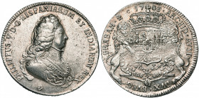 BRABANT, Duché, Philippe V (1700-1712), AR ducaton, 1703, Anvers. Deuxième type. Haut relief. D/ B. cuirassé à d., coiffé d''une perruque, portant le ...