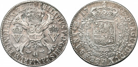 BRABANT, Duché, Philippe V (1700-1712), AR patagon, 1705, Anvers. D/ Croix de Bourgogne sous une couronne, accostée du monogramme royal, ornée du bijo...