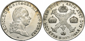 BRABANT, Duché, Léopold II (1790-1792), AR couronne, 1792M, Milan. Type brabançon. D/ T. l. à d. R/ Croix de Bourgogne entre trois couronnes, ornée du...