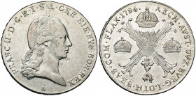 BRABANT, Duché, François II (1792-1797), AR couronne, 1794H, Günzburg. Type brabançon. D/ T. l. à d. R/ Croix de Bourgogne entre trois couronnes, orné...
