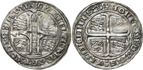 HAINAUT, Comté, Guillaume III l''Insensé (1356-1389), AR plaque (fors), 1366-1367, Valenciennes. D/ + GVILLELM DEI GRA COMES HAOIE Grand monogramm...