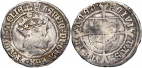 TOURNAI, occupation anglaise, Henri VIII (1513-1518), AR gros à la tête. Différent: T couronné. D/ T. couronnée du roi d''Angleterre à d. AGLIE en fin...