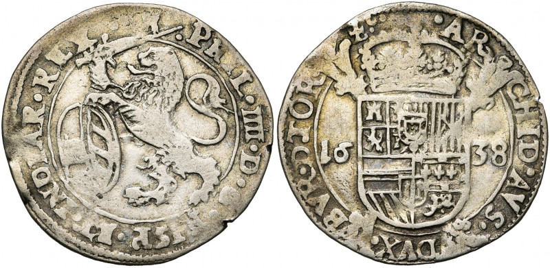 TOURNAI, Seigneurie, Philippe IV (1621-1665), AR escalin, 1638. D/ Lion deb. à g...